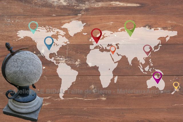 L'Atelier Alain Bidal, taille de pierre et matériaux anciens, livre partout des pièces originales en pierre naturelle.