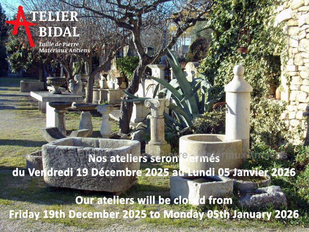 Atelier Alain Bidal ǀ Stone cutter ǀ End of year closing dates 2025