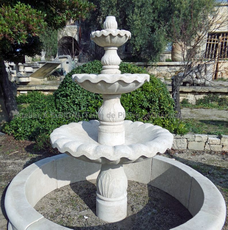 Frost-resistant Avy stone garden fountain : 3 tier fountain - Atelier Alain BIDAL (Provence)
