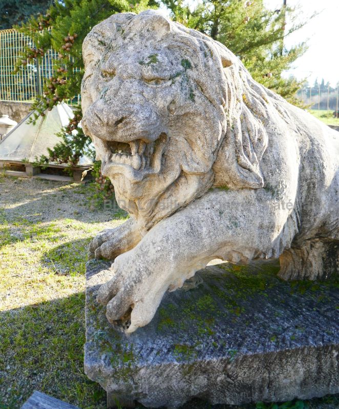 Lion en pierre : belle sculpture par Atelier Alain Bidal, taille de pierre en Provence
