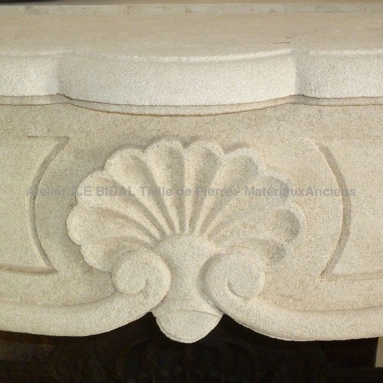 Classic French Regency mantel in stone crafted by Atelier Alain BIDAL (Provence)