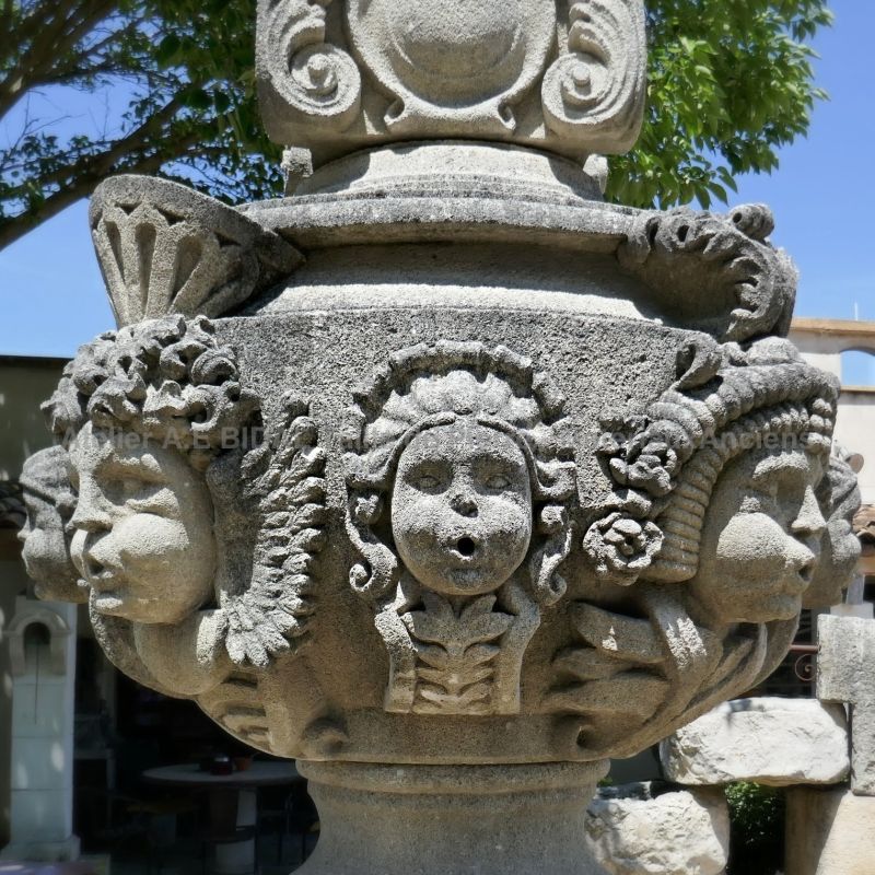 Gothic stone fountain | Large central garden fountain by the stone expert Alain Bidal of Provence.