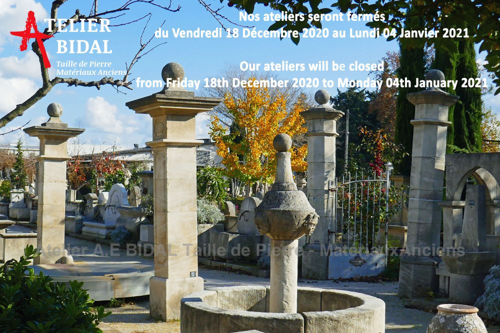 The Stone Cutting Atelier Alain Bidal in Provence ǀ End of year closing dates 2020