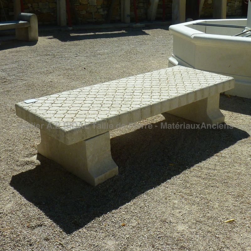 Sustainable bench in stone - Outdoor furniture in stone for sale in Provence at Alain BIDAL