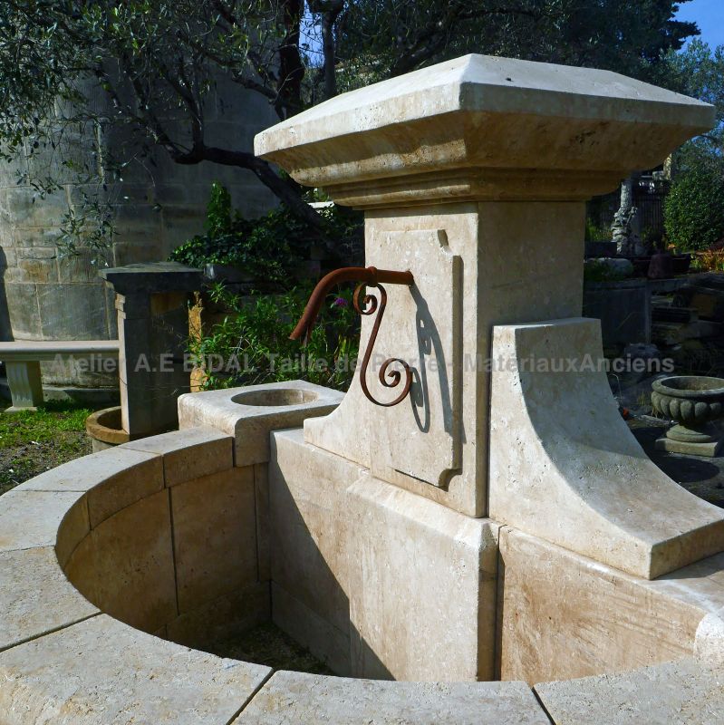 Outdoor stone fountain : a beautiful Provencal fountain in stone by Atelier Alain BIDAL